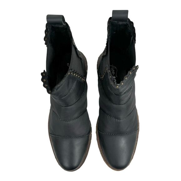 Free People Atlas Puffer Chelsea Boot EU 38, US 8 Black Leather Nylon Studs Goth - Picture 6 of 13